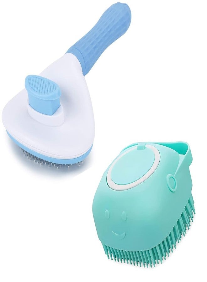 KittuPet فرشاة استحمام للكلاب والقطط، موزع شامبو مع فرشاة ناعمة، شكل بيضاوي - Image 1